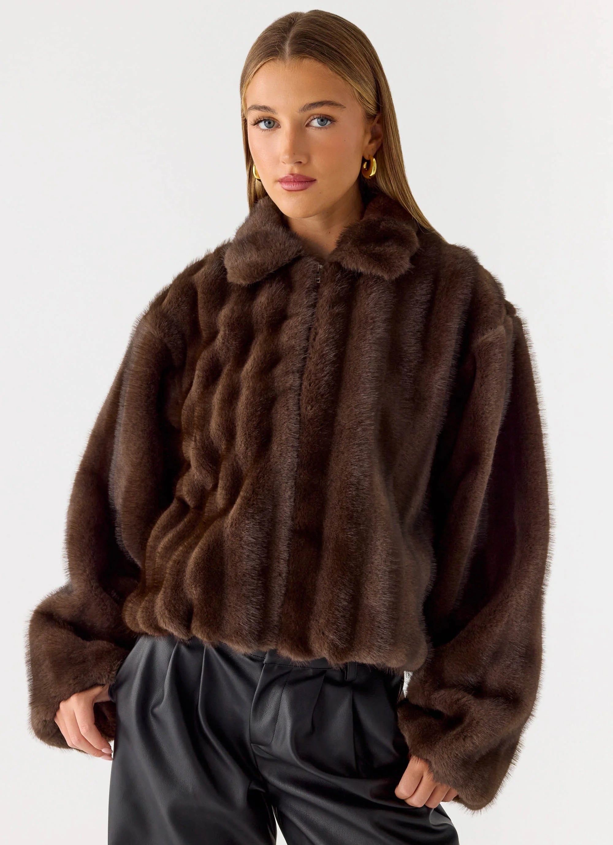 Naylor Faux Fur Jacket Chocolate