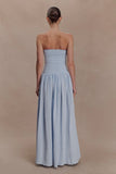 Maureen Cotton Shirring Maxi Dress Powder Blue