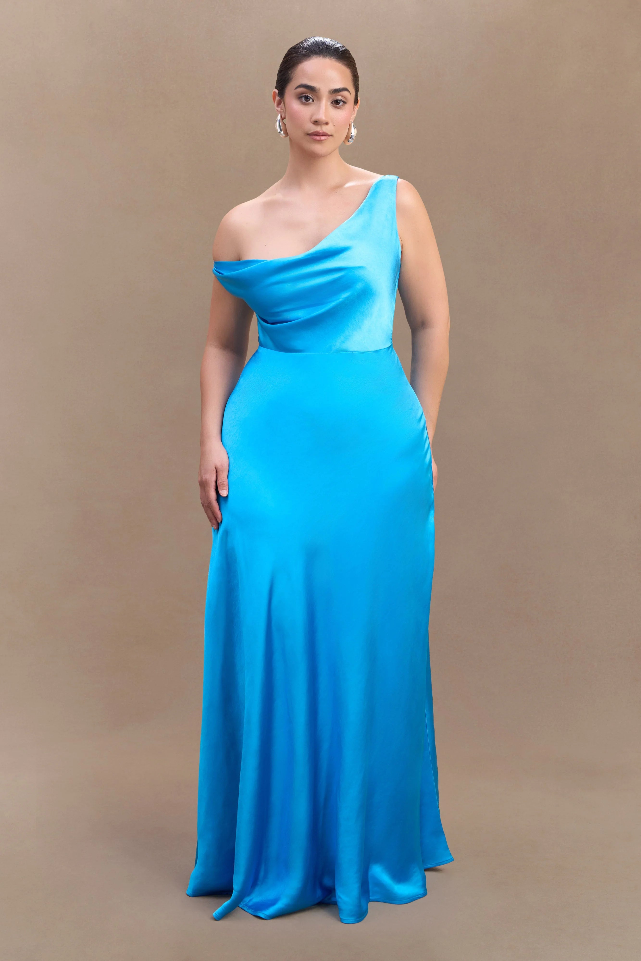 Jacinta One Shoulder Maxi Dress Cyan Blue