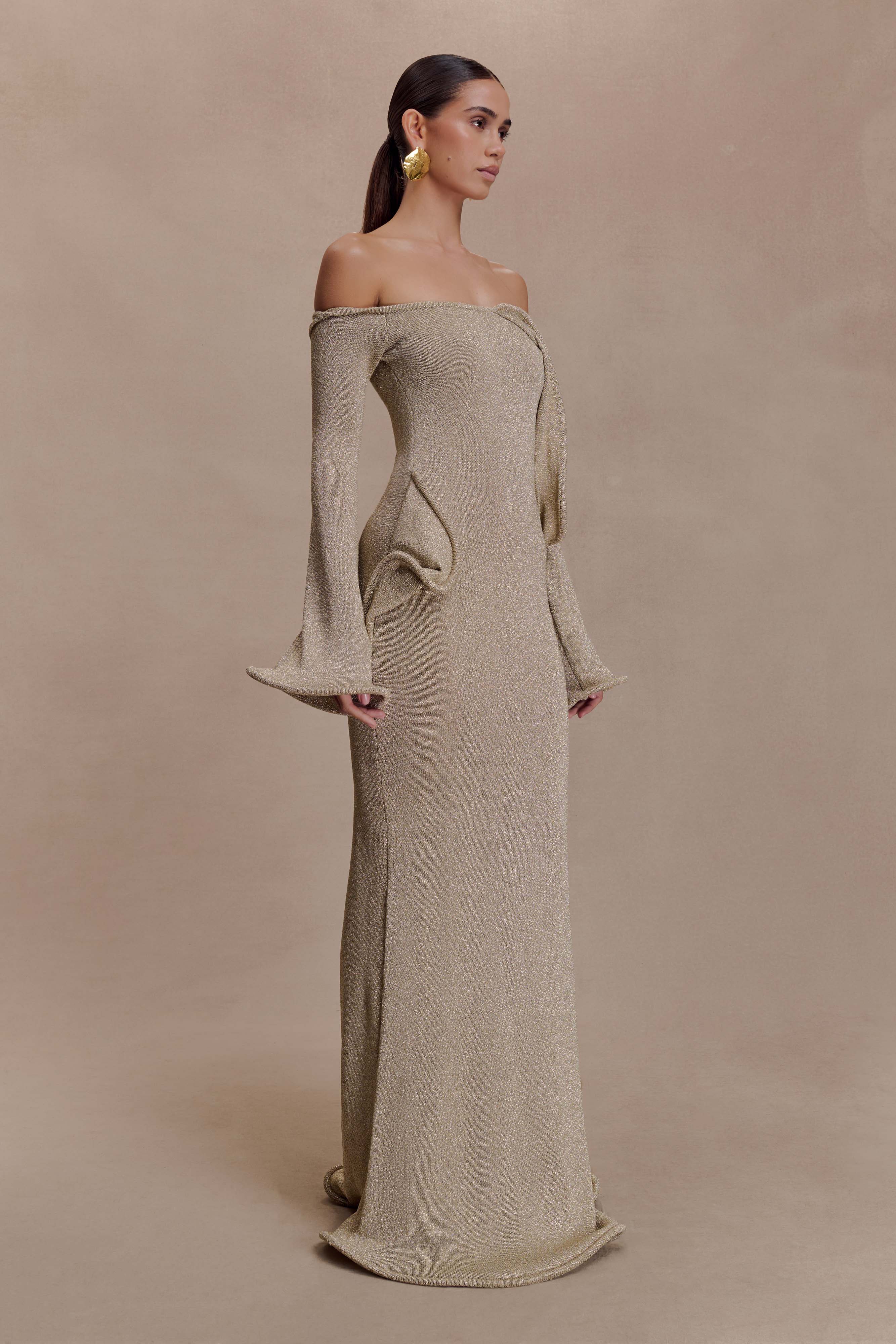 Sandrine Lurex Knit Maxi Dress Gold