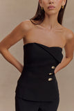 Lindie Strapless Suiting Top Black