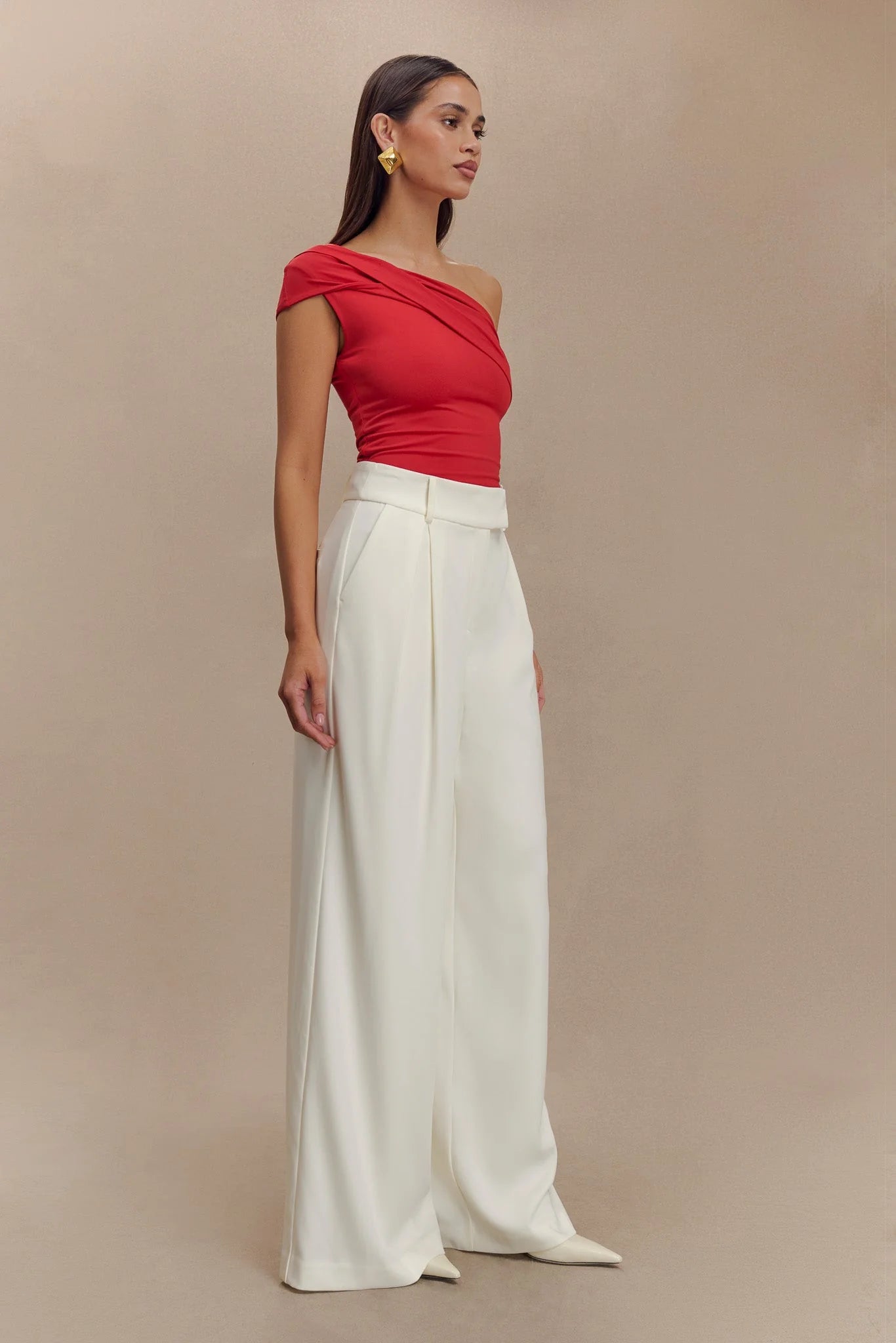 Jacqueline Pleated Wide Leg Pants Ivory