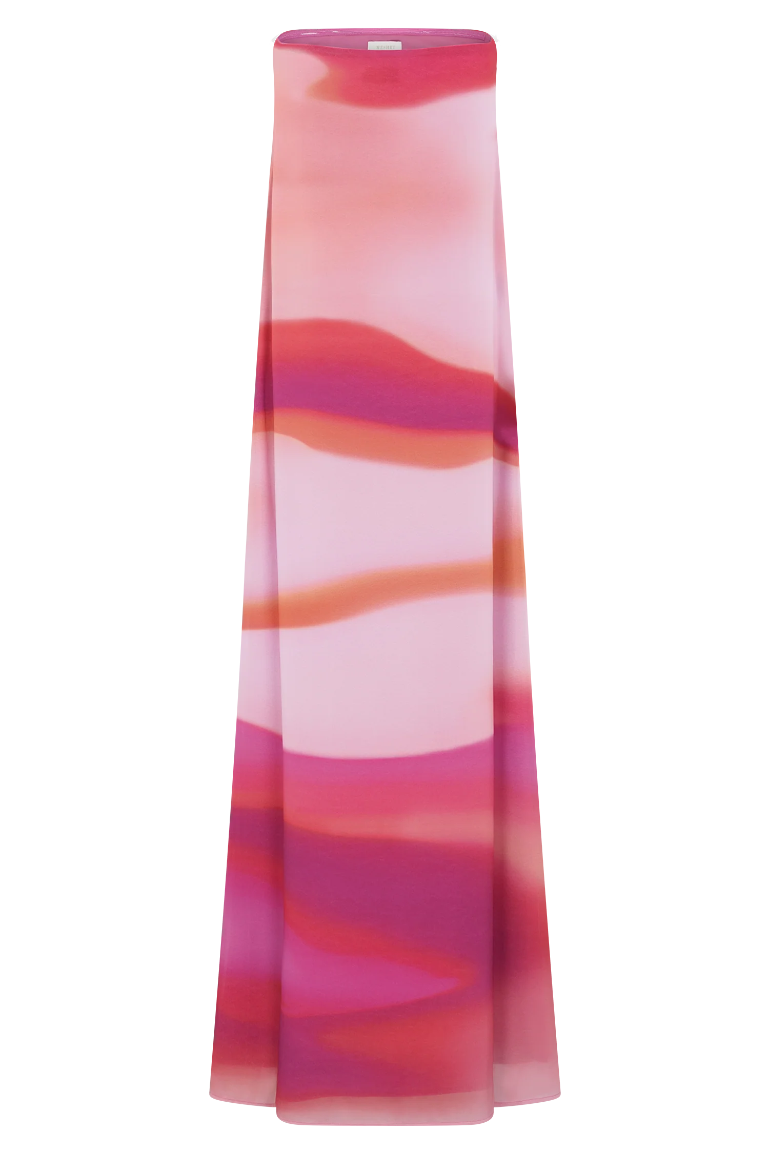 Amaya Strapless Chiffon Maxi Dress Pink Sunset Print