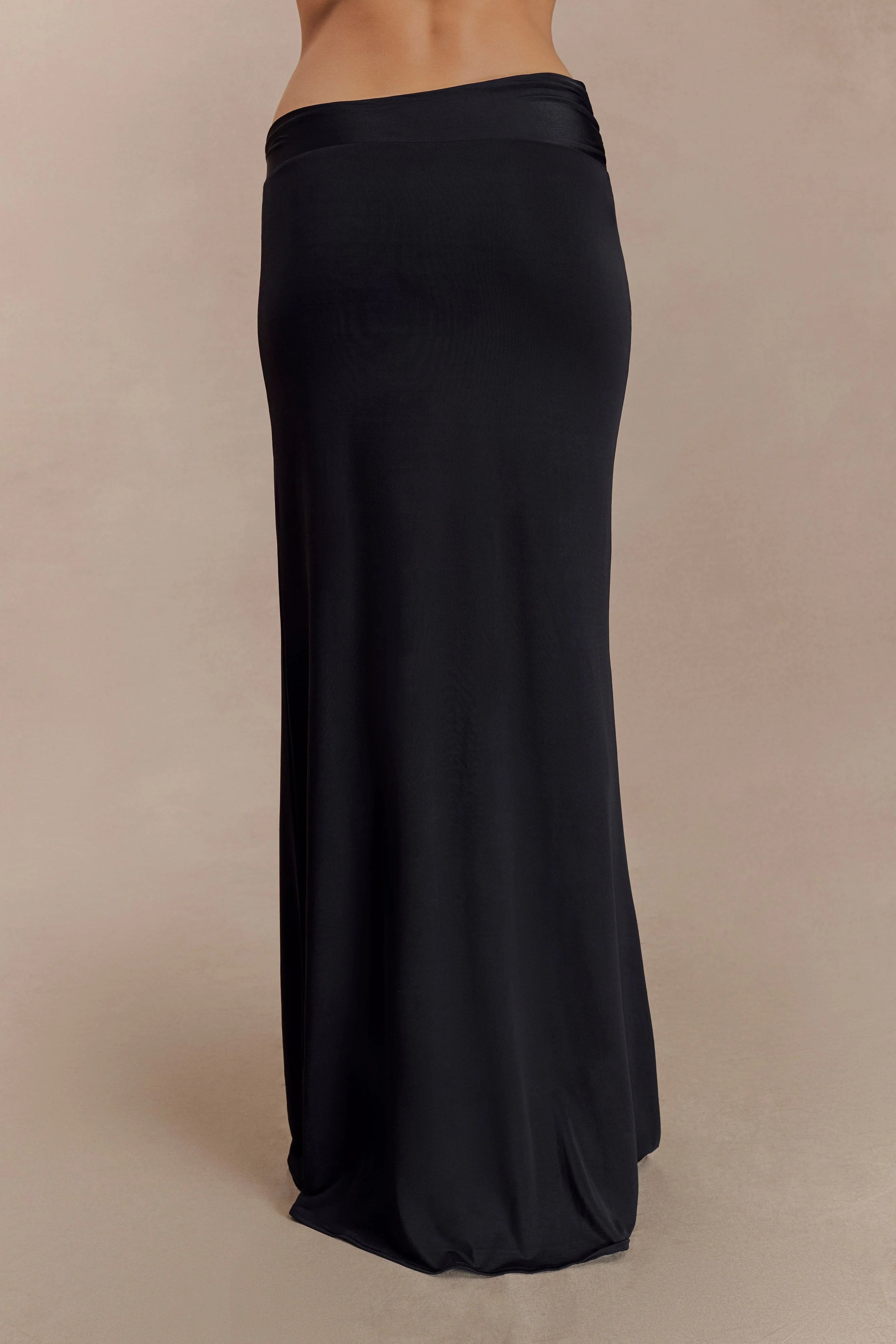 Ainsley Asymmetrical Maxi Skirt With Floral Hardware Black