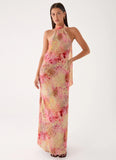 Keena Chiffon Scarf Maxi Dress Botanic Cheetah