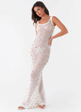 Penida Shell Knit Maxi Dress White