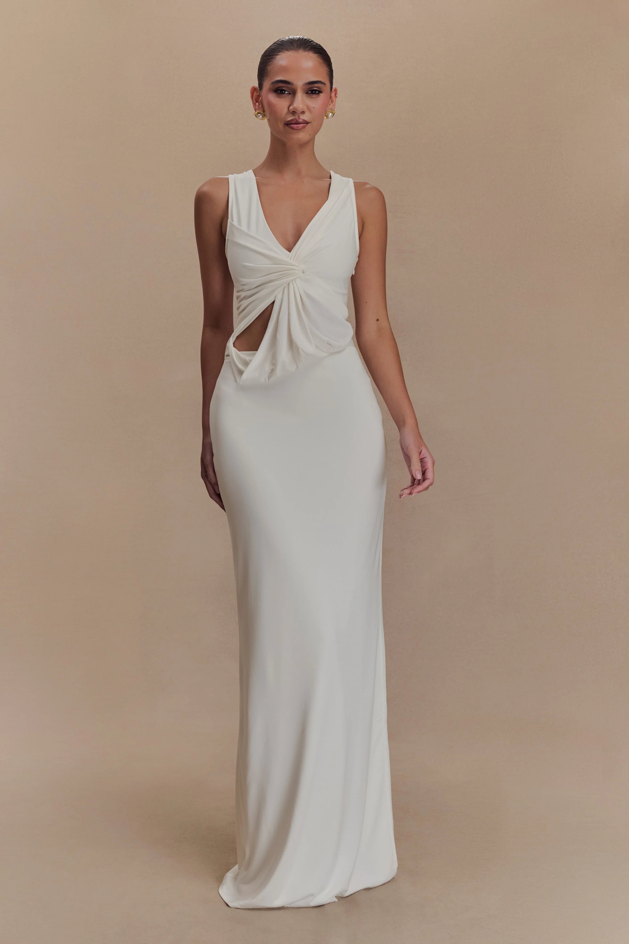 Kassidy Peached Jersey Maxi Dress Ivory