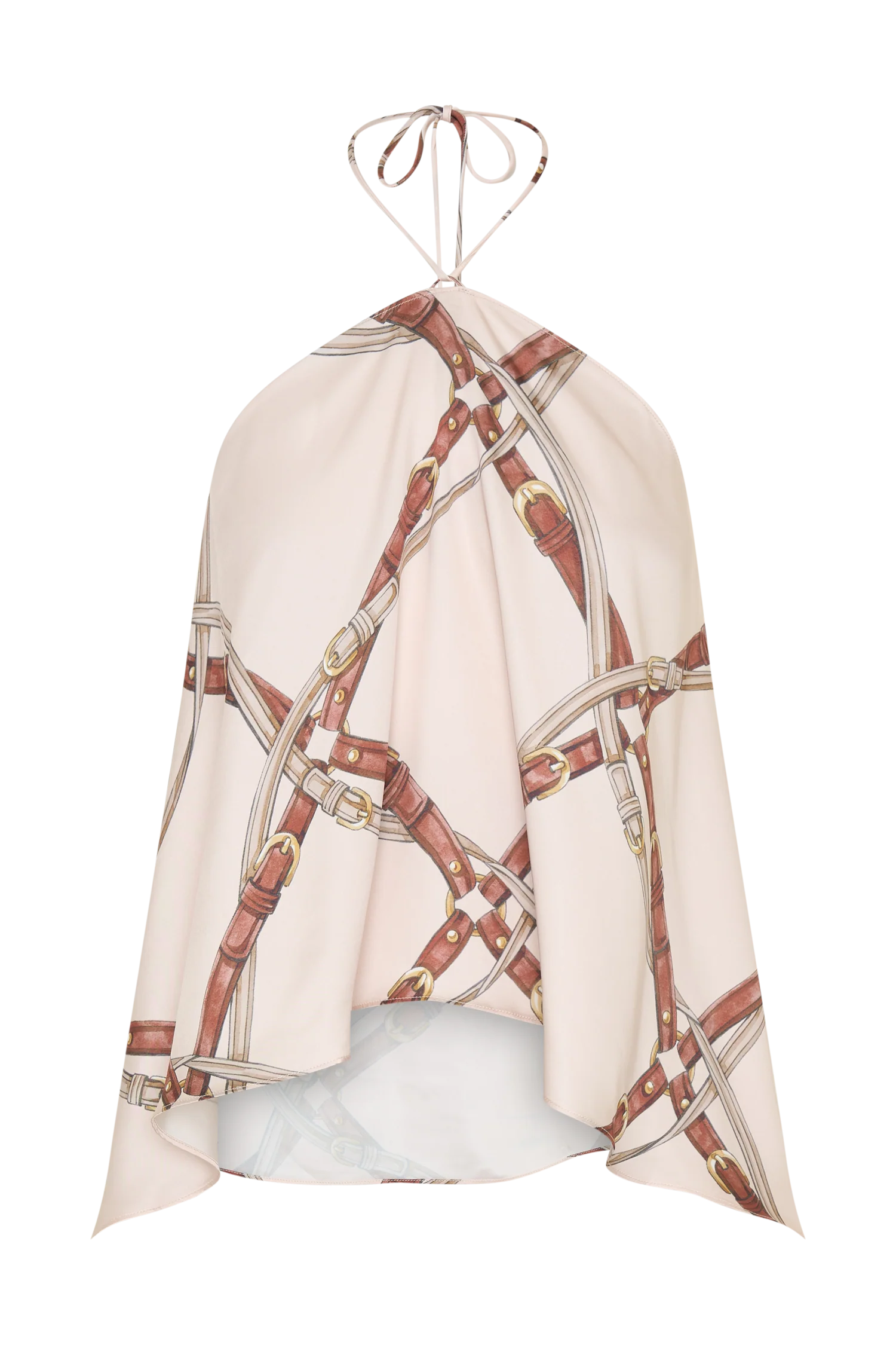 Adelaide Draped Satin Halter Top Chain Print