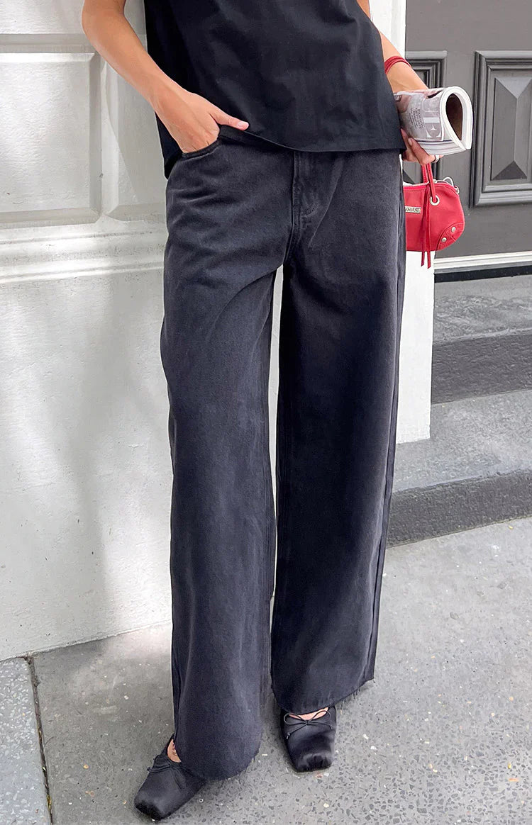 Shes Yours Black Wide Leg Boyfriend Jeans