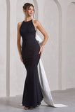 Bestow Black Open Back Maxi Dress With Oversized White Bow