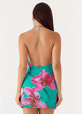 Orion Beaded Chiffon Mini Dress Petal Reef