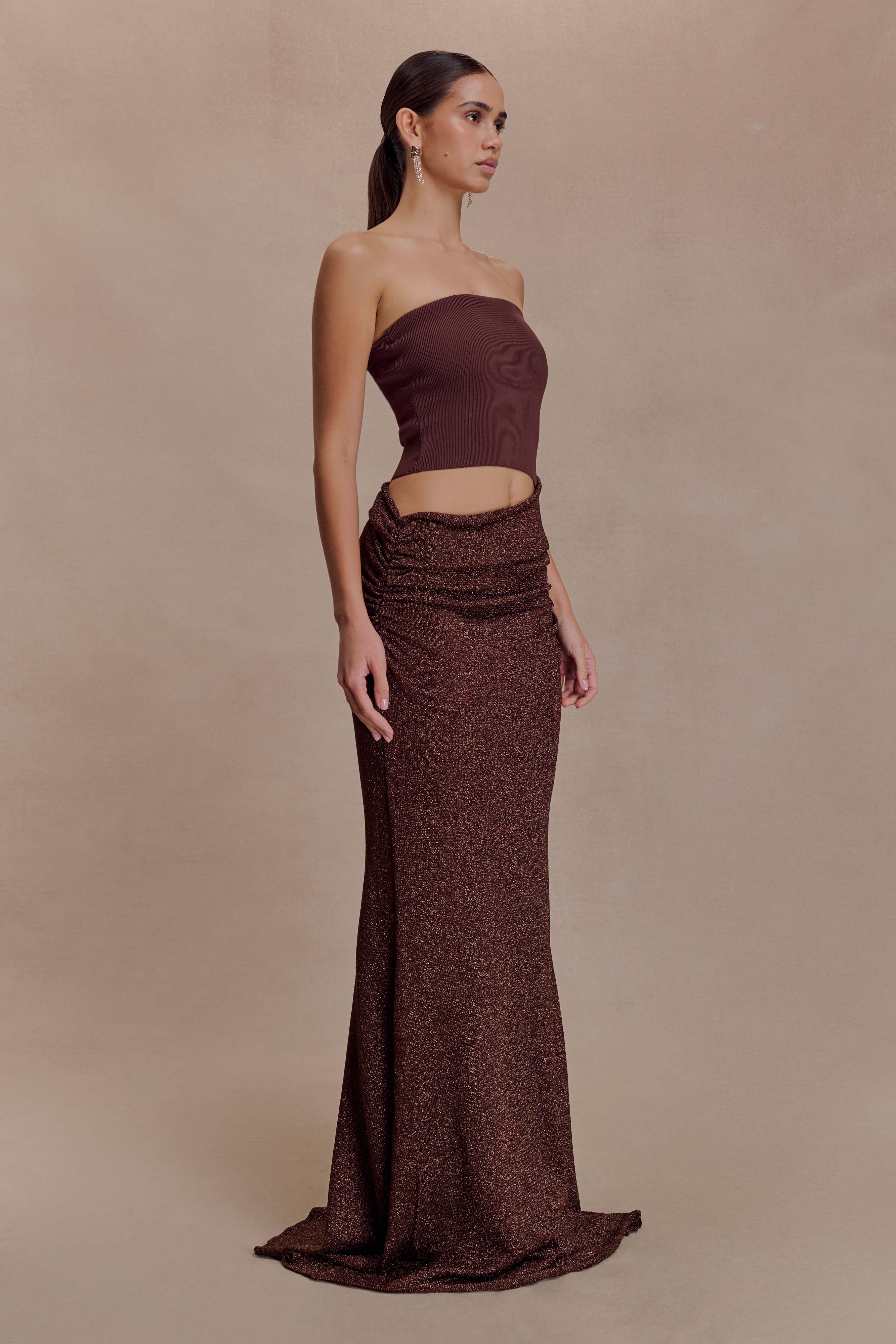 Jasiel Strapless Knit Maxi Dress Chocolate