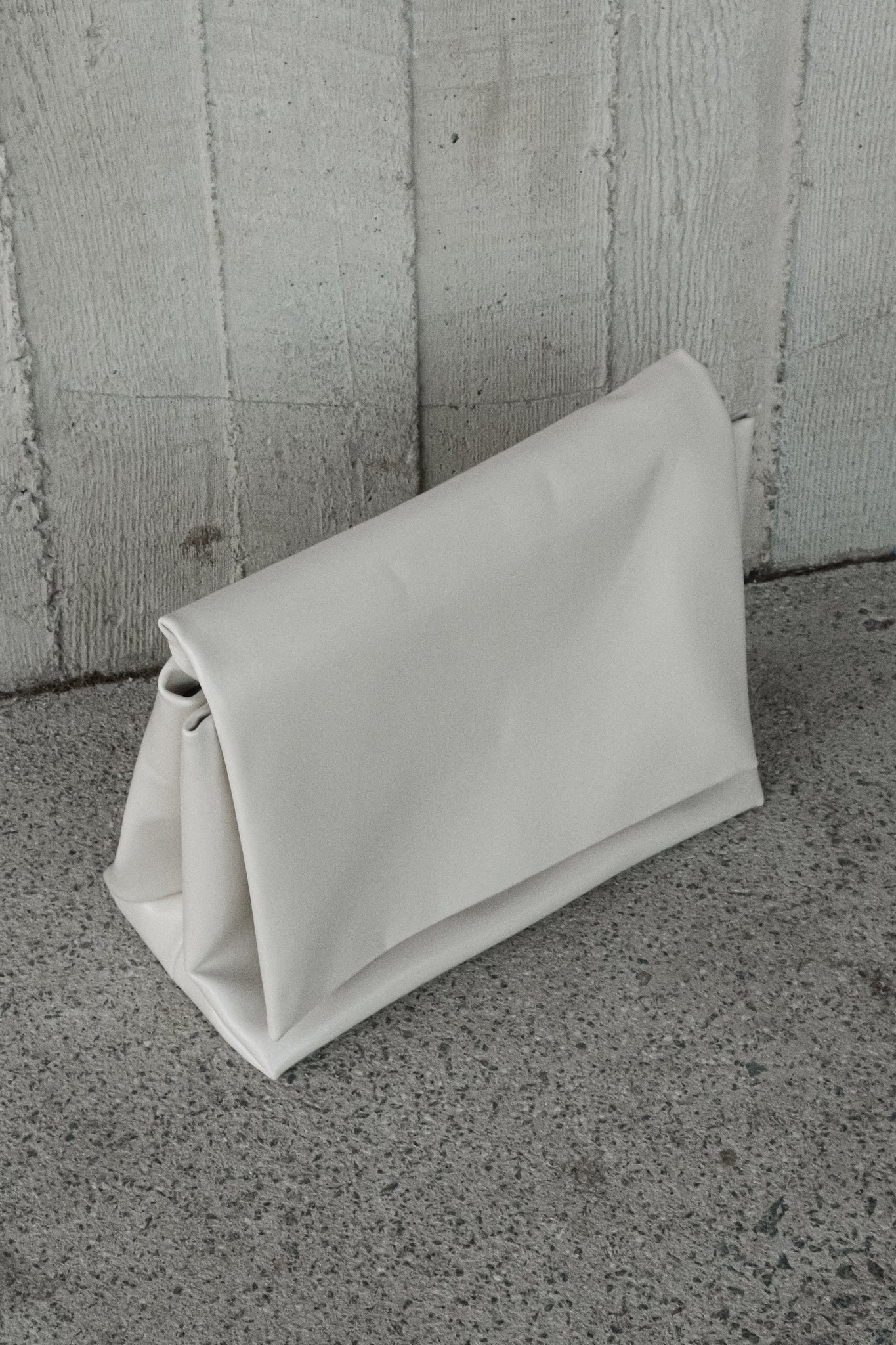Kiera Faux Leather Oversized Clutch Ivory