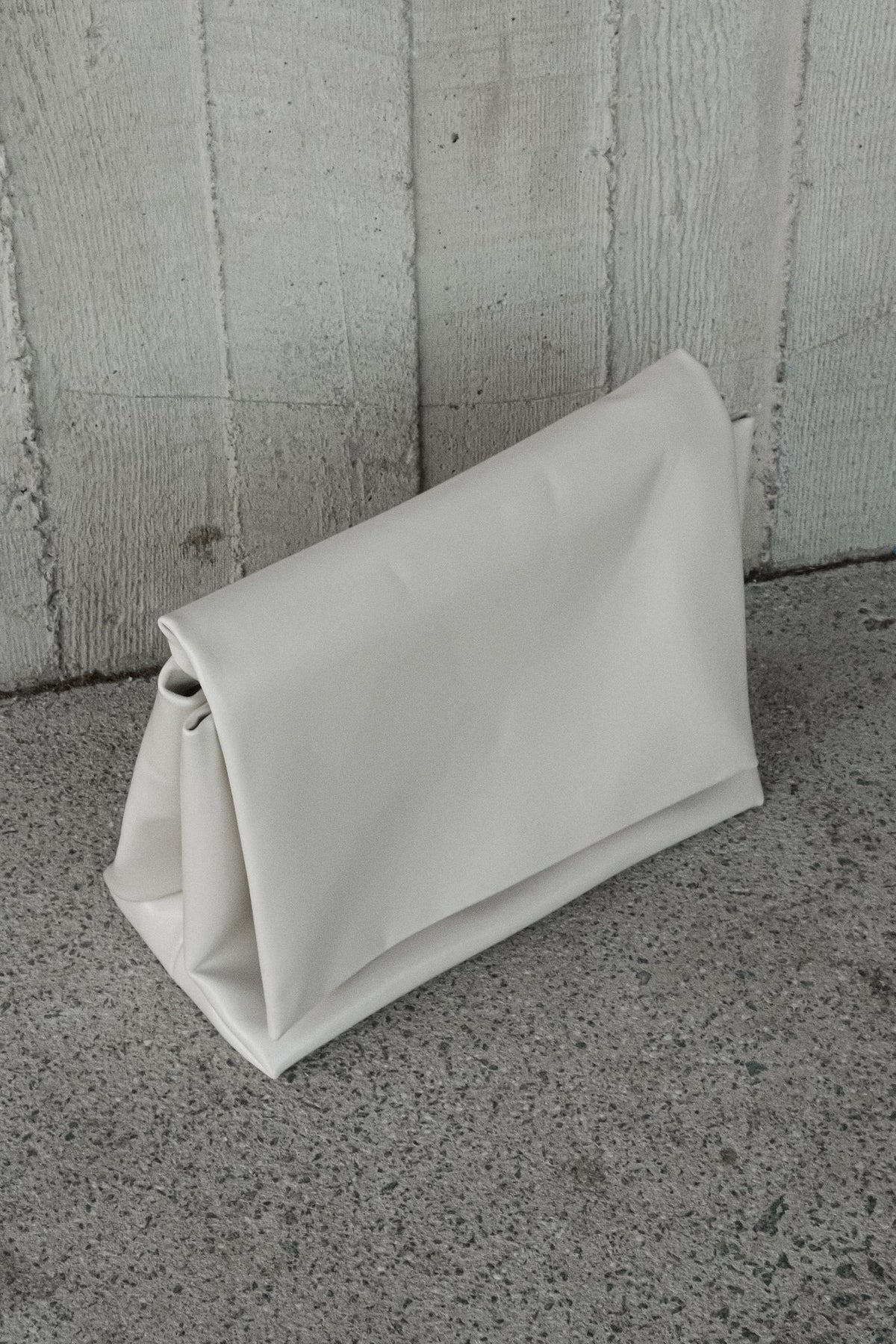 Kiera Faux Leather Oversized Clutch Ivory