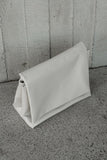 Kiera Faux Leather Oversized Clutch Ivory