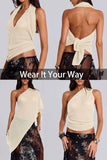 Women Sheer Poncho Top Multiway Knit Crochet Asymmetric Mesh Cover Up Going Out Clubwear