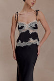 Nina Satin And Lace Camisole Black Ivory