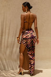 Roxana Zebra Print Square Neck Maxi Dress With Open Back