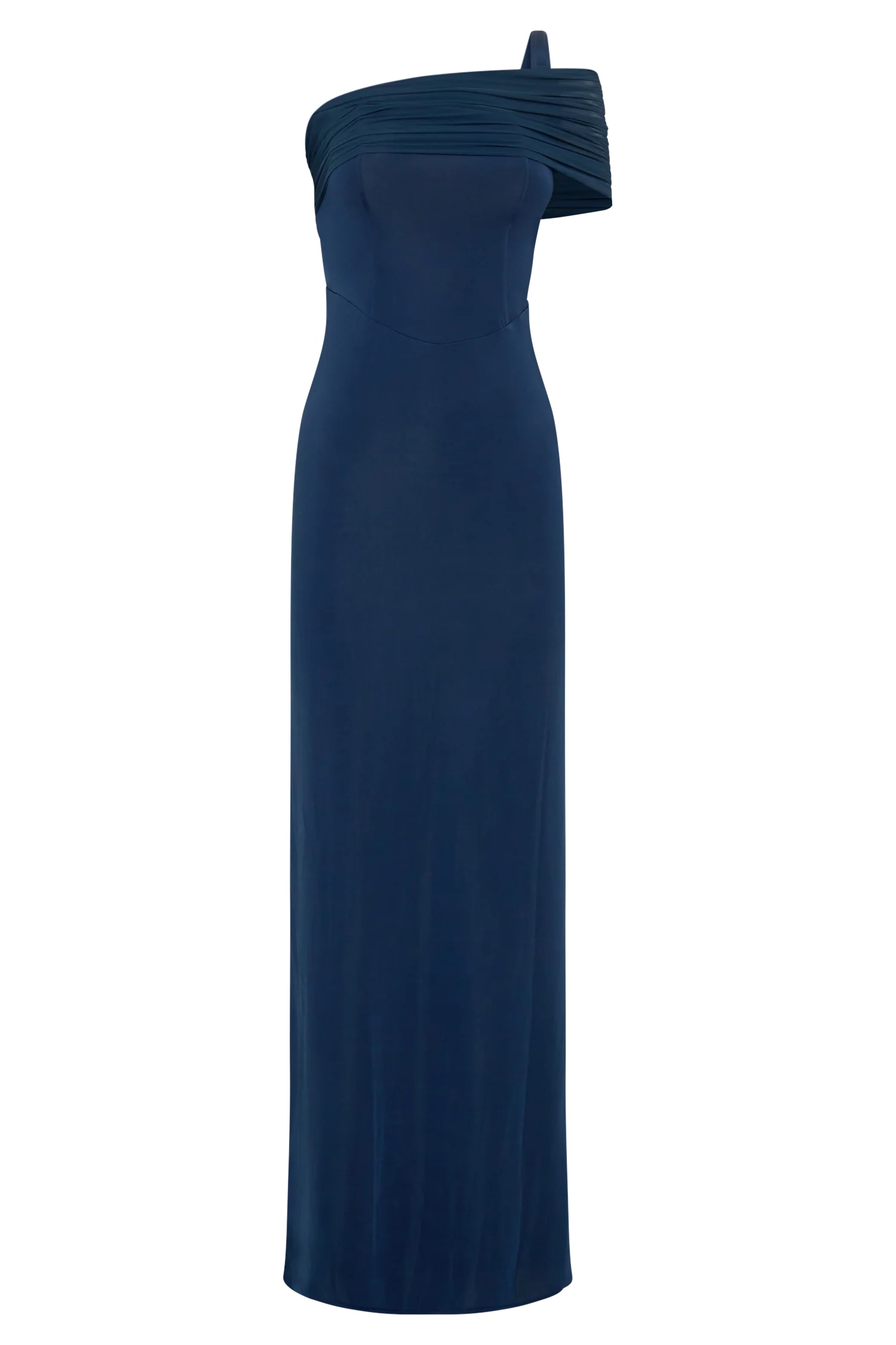 Hanh One Shoulder Mesh Maxi Dress Ink Blue