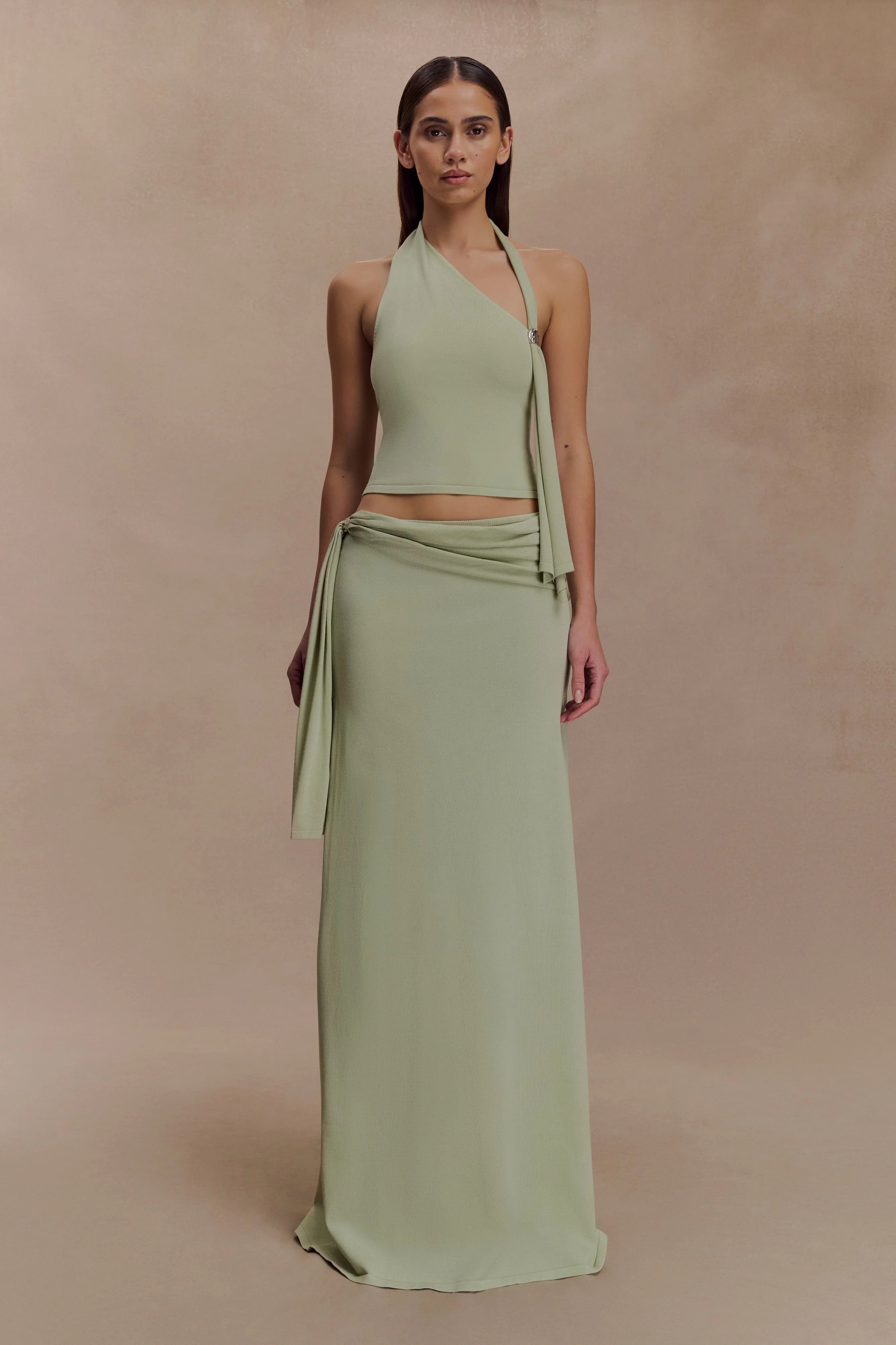 Xanthia Knit Halter Top Pastel Green