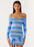 Gomez Bardot Knit Mini Dress Cerulean