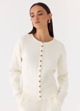 Harrison Cinched Knit Cardigan Ivory