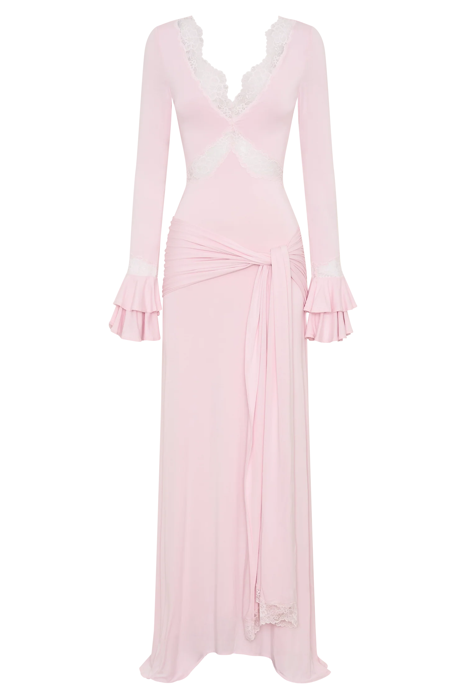 Electra Slinky Lace Maxi Dress Ballet Pink