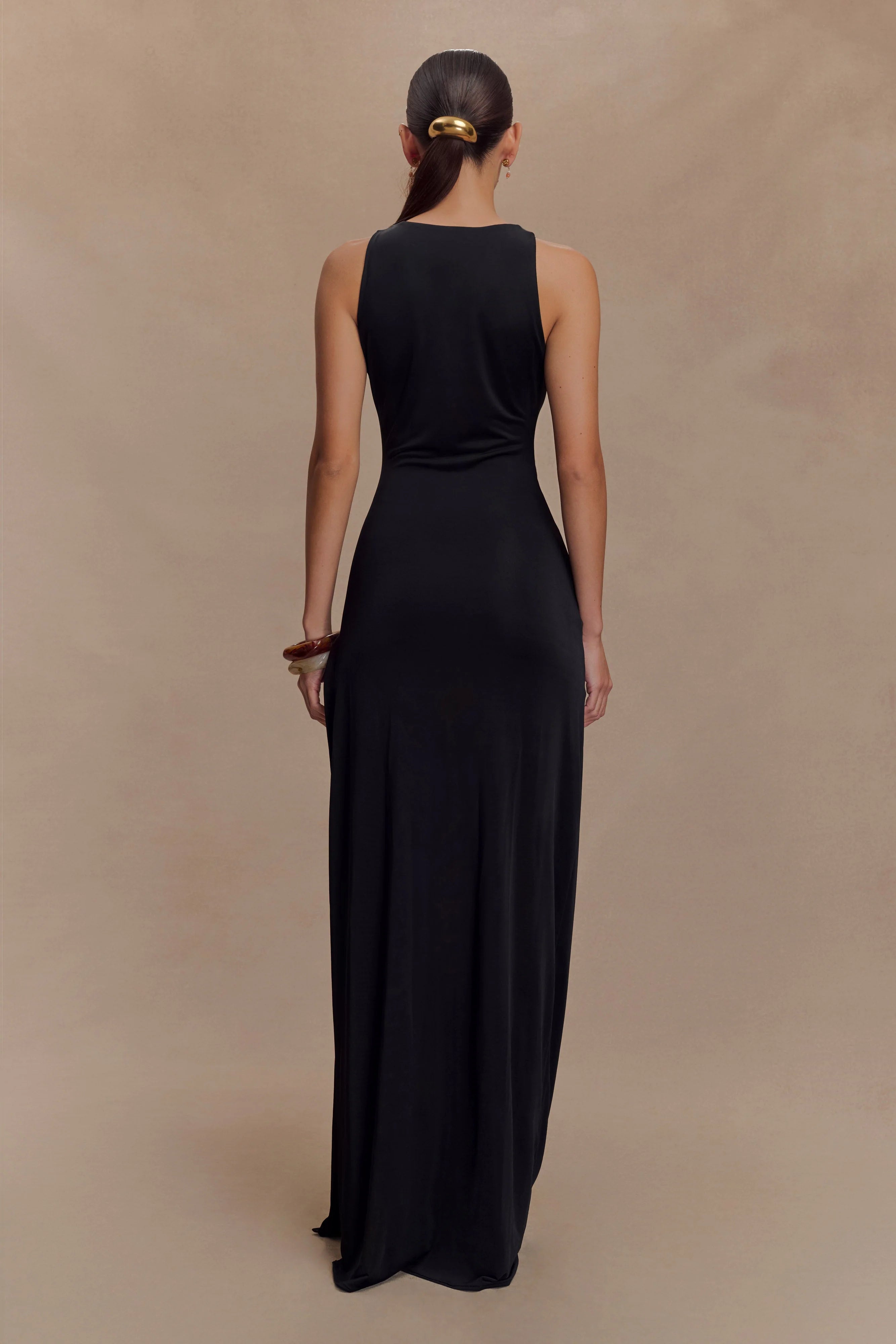 Kaiden Slinky Beaded Maxi Dress Black