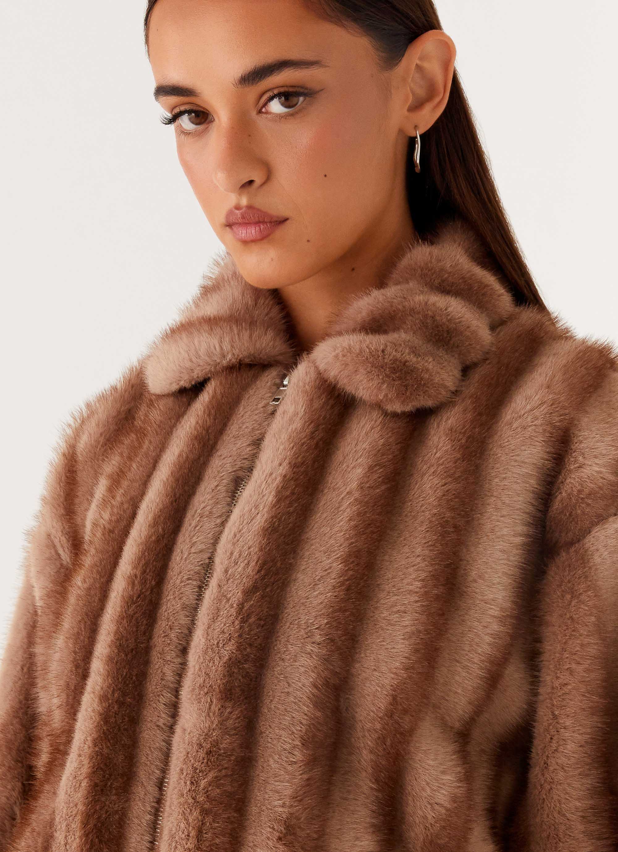Naylor Faux Fur Jacket Brown