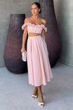 Sara Baby Pink Midi Skirt With Buttons
