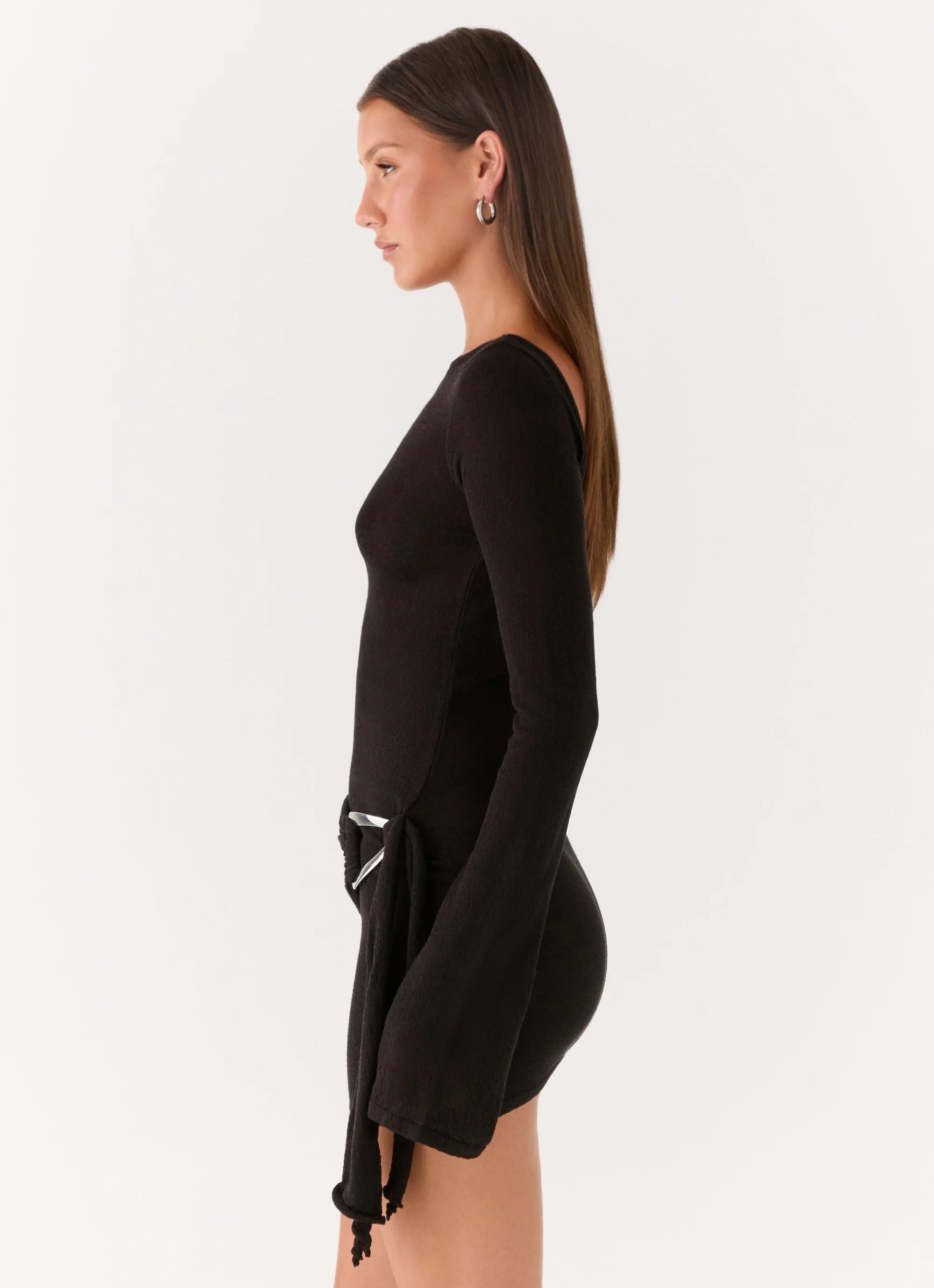 Niella Long Sleeve Wrap Mini Dress Black