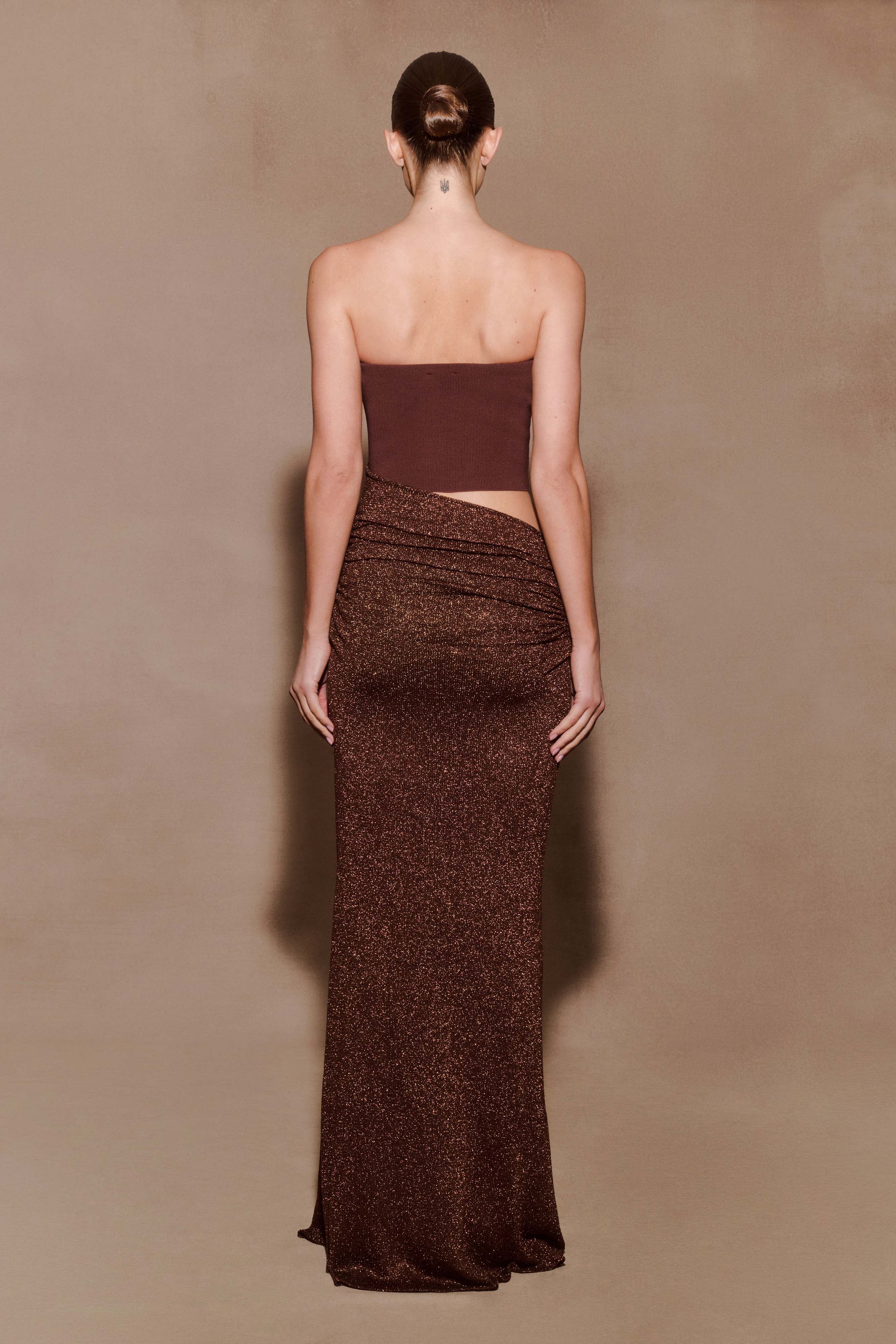 Jasiel Strapless Knit Maxi Dress Chocolate