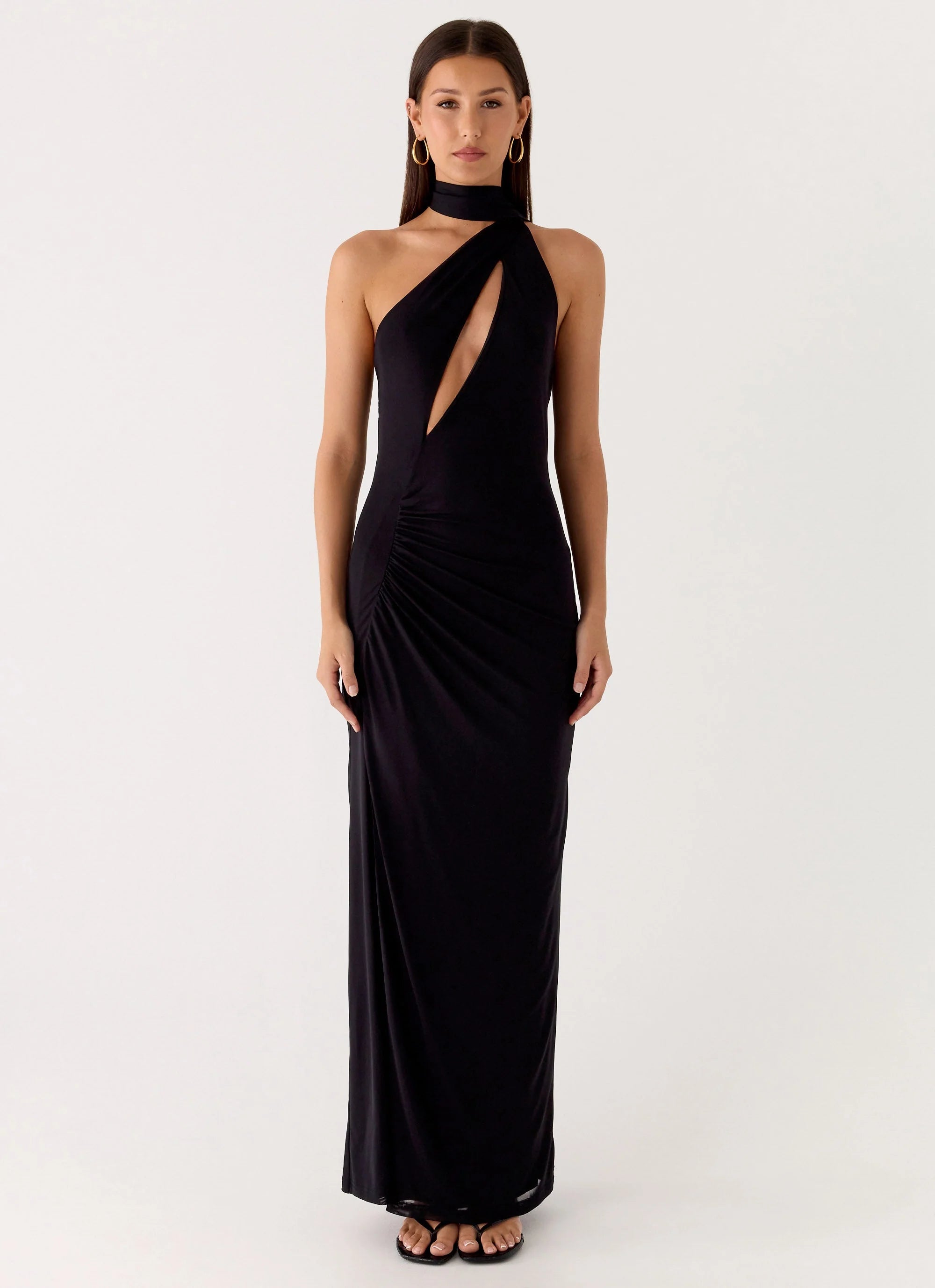 Velvet Vacation Scarf Maxi Dress Black