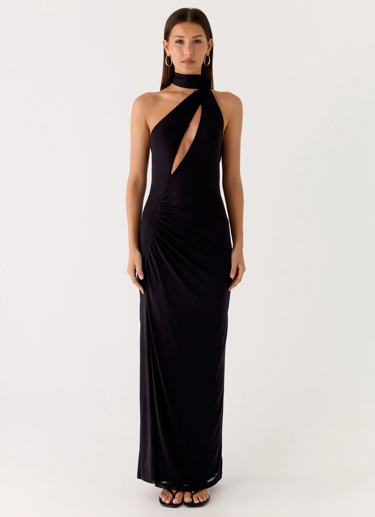 Velvet Vacation Scarf Maxi Dress Black