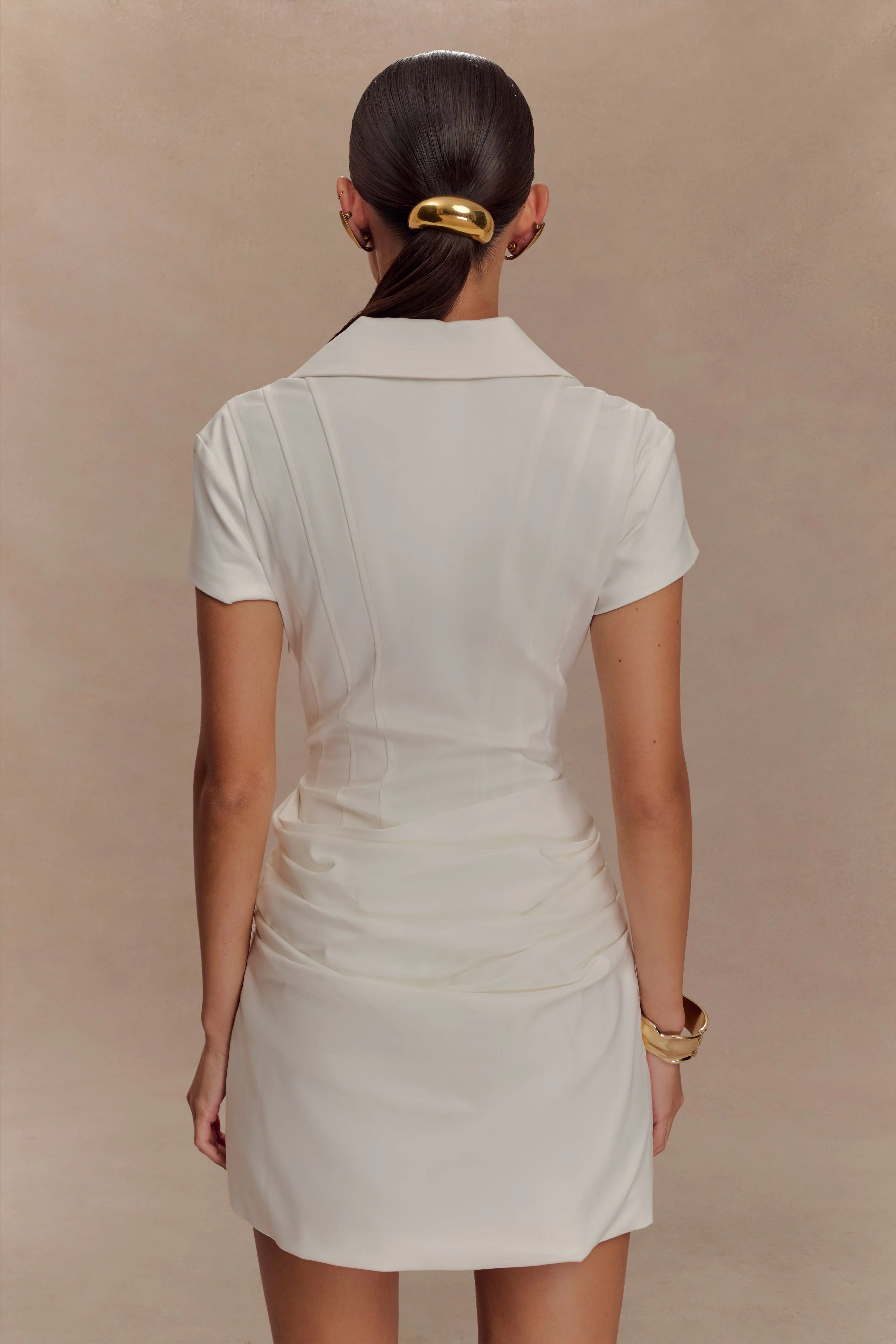 Tarryn Collared Cotton Mini Dress White