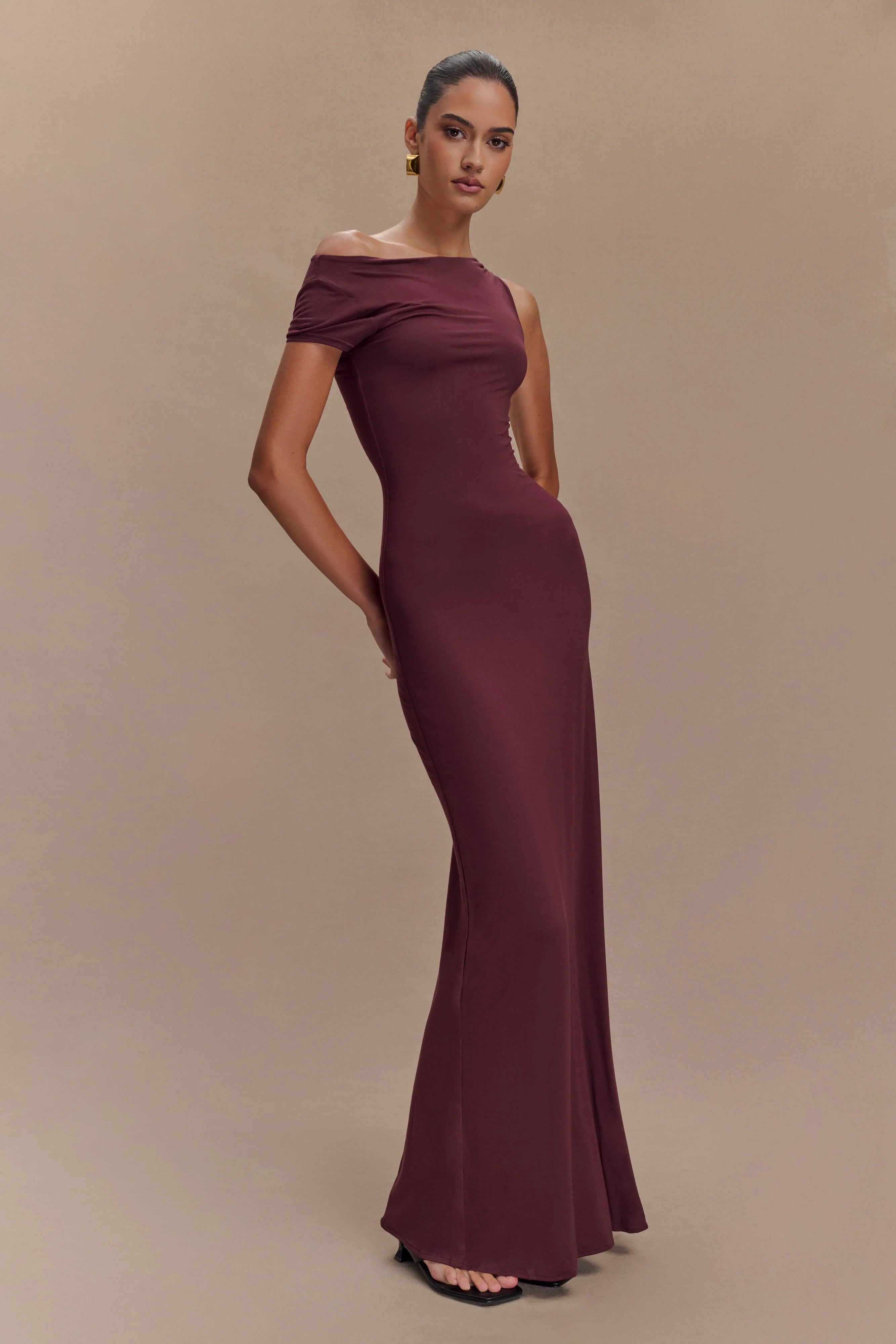 Tamsin Short Sleeve Modal Maxi Dress Mahogany