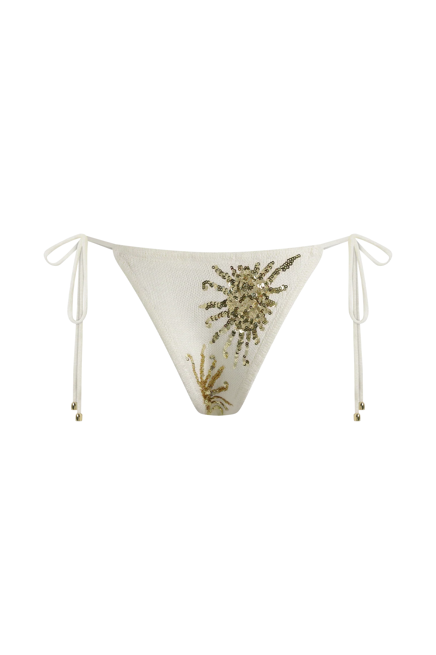 Huntleigh Crochet Bikini Bottom White Gold Sunshine Print
