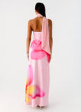 Isa Scarf Satin Maxi Dress Frangipani Pink