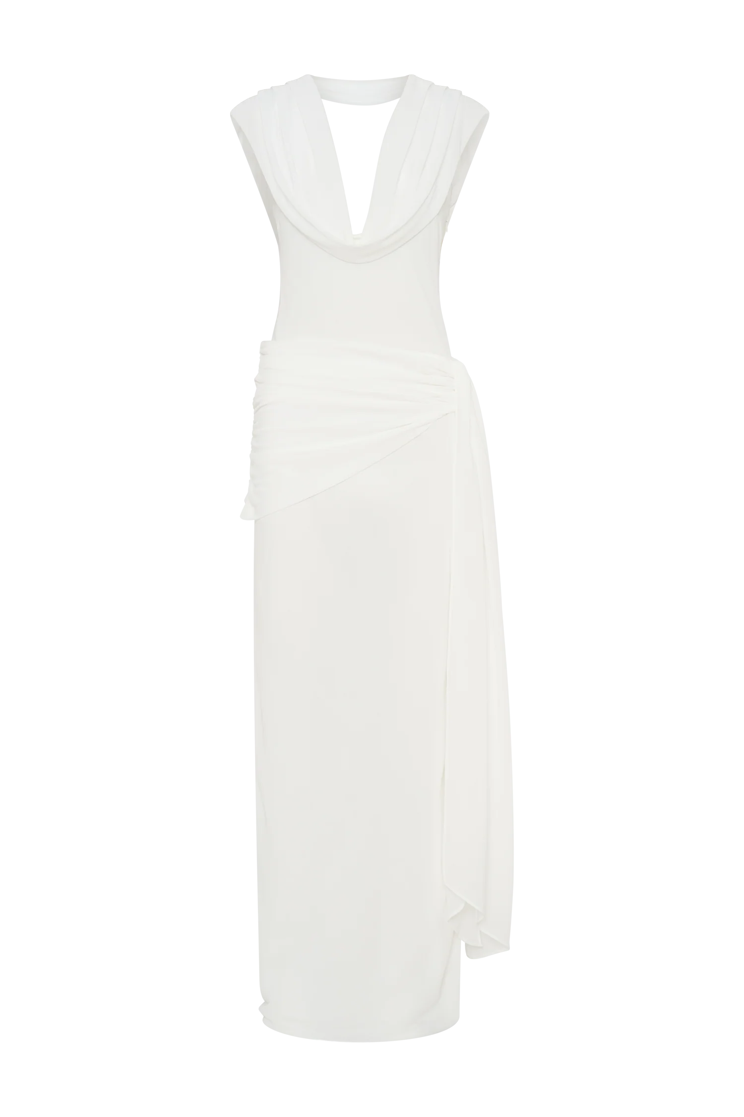 Giulia Chiffon Draped Maxi Dress White