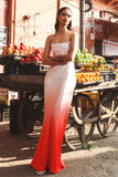 Lucie Red Ombre Satin Cowl Neck Maxi Dress