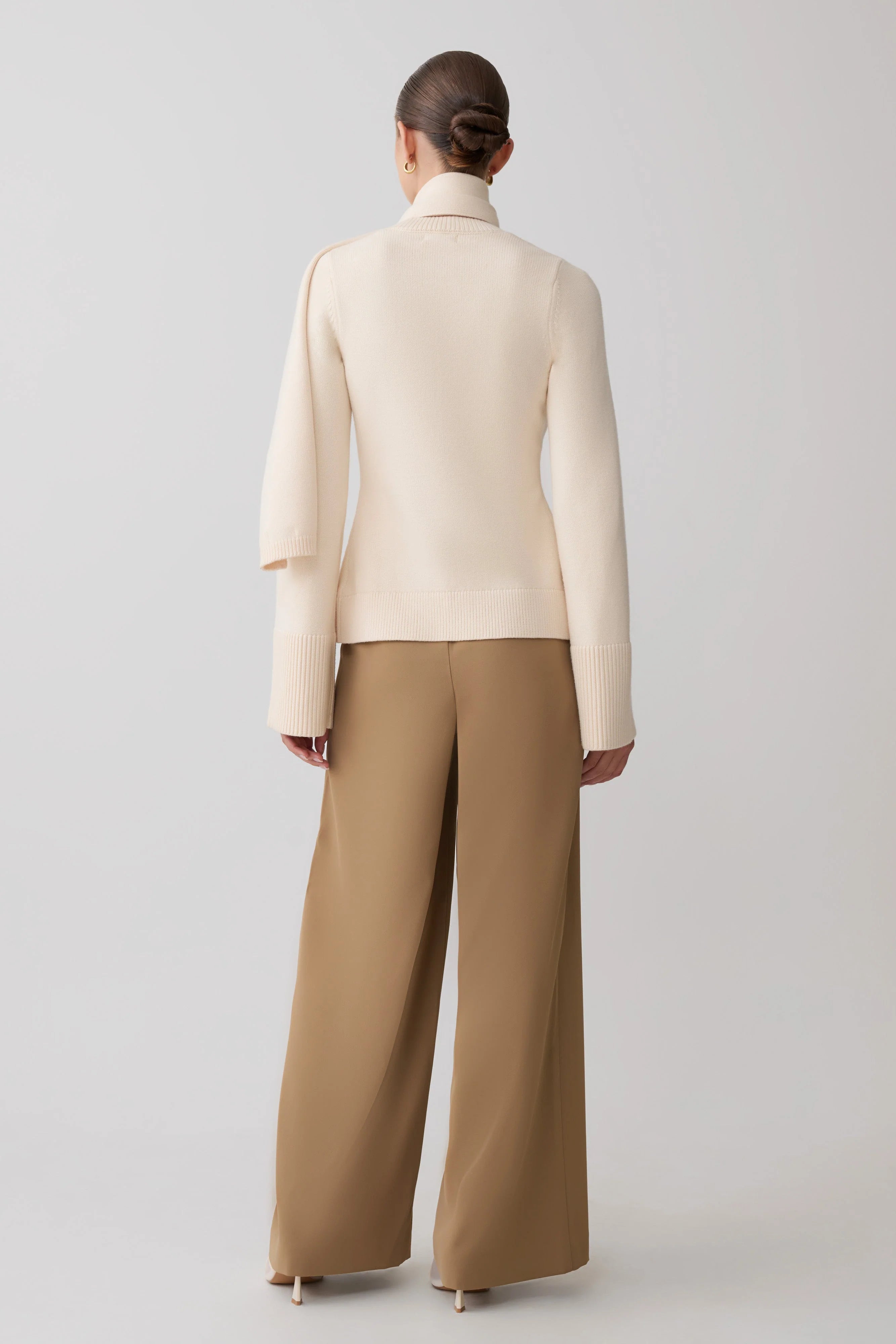 Lara Knit Cardigan With Scarf Ivory