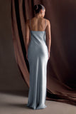 Lilly Sweetheart Satin Maxi Dress Frosted Blue
