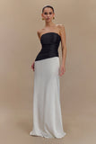 Serena Strapless Taffeta Maxi Dress White Black