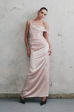 Dalia Off Shoulder Satin Maxi Dress Soft Pink