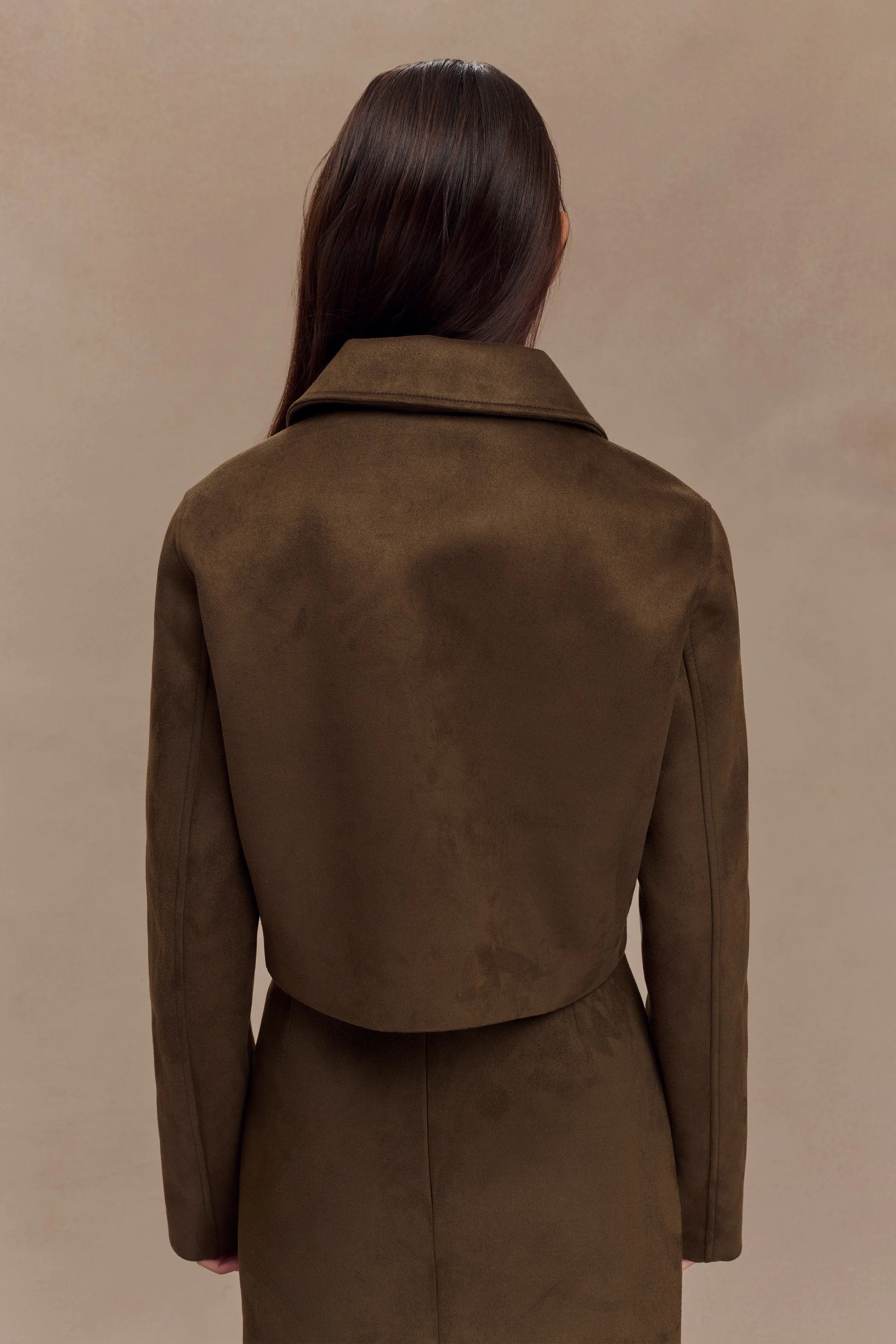 Hayes Faux Suede Collared Jacket Chocolate