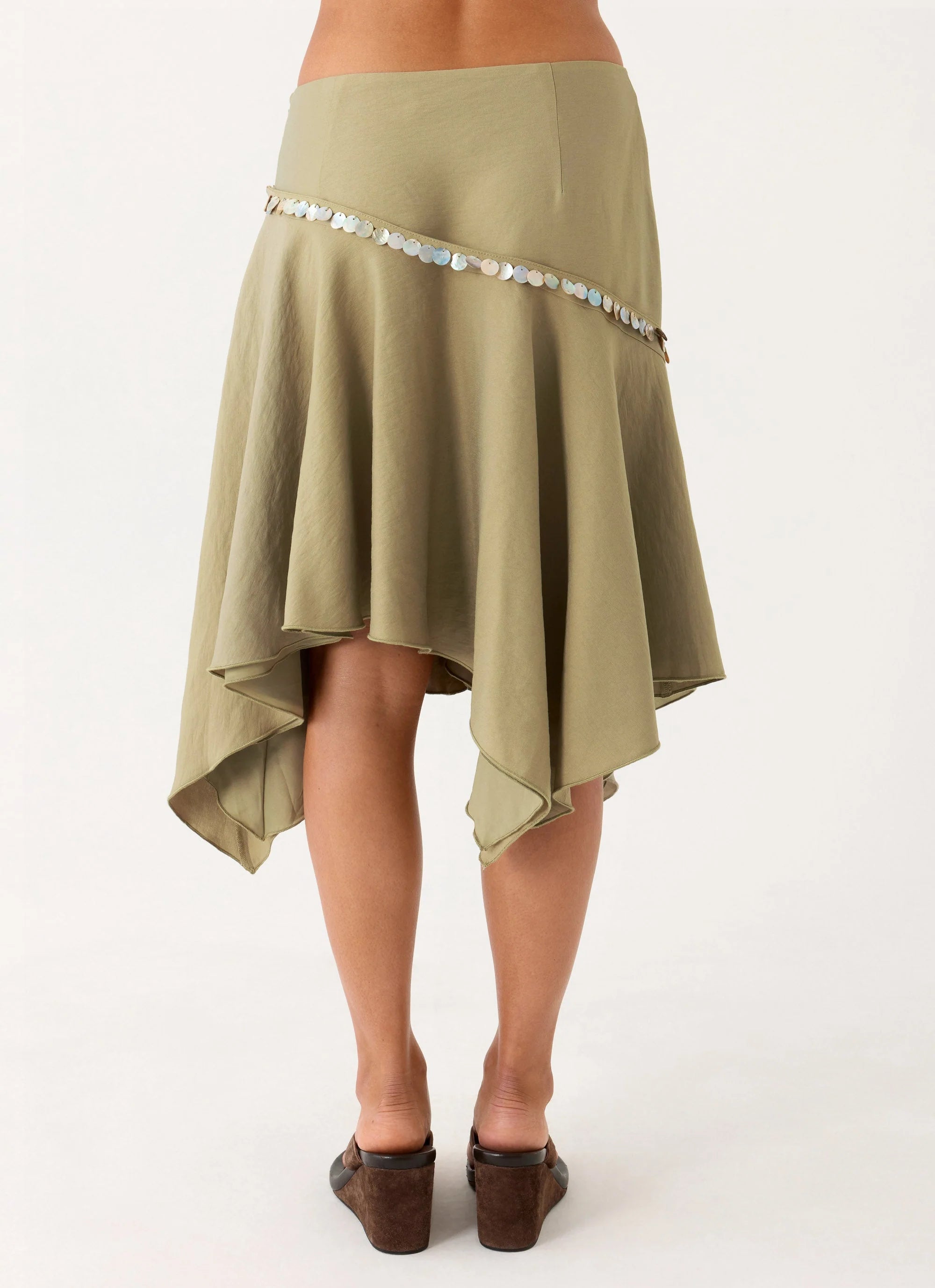 Zafira Midi Skirt - Pale Olive