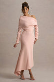 Lou Pink One Shoulder Asymmetric Maxi Dress
