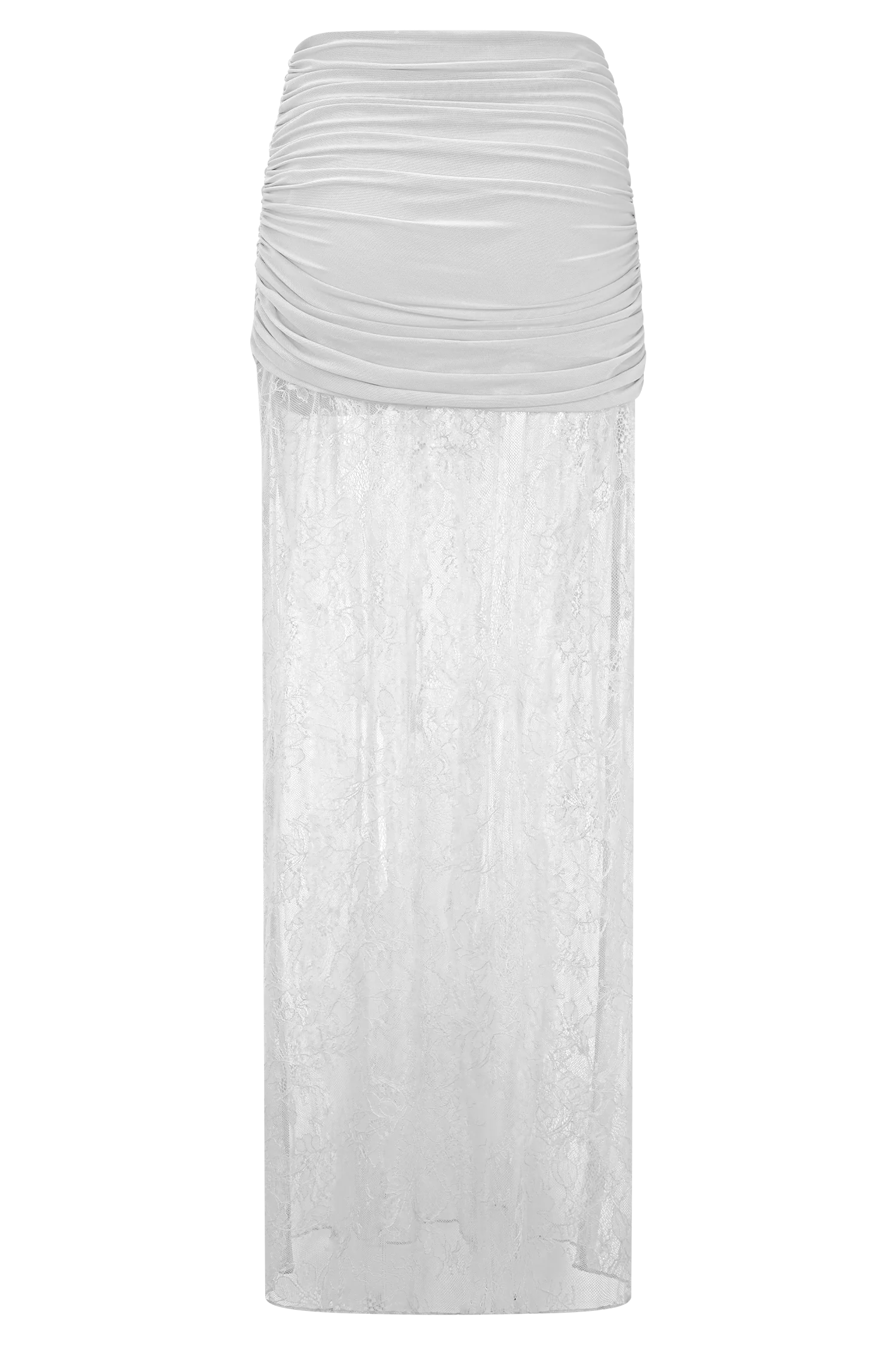 Guinevere Lace And Mesh Maxi Skirt Ivory