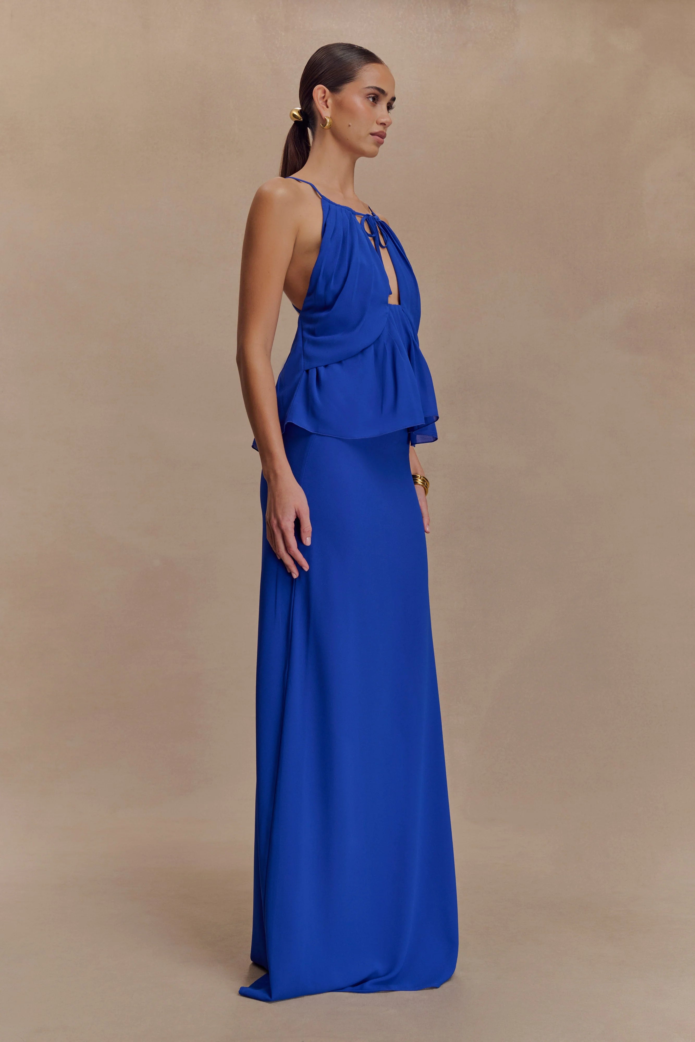 Katalina Chiffon Maxi Skirt Cobalt Blue