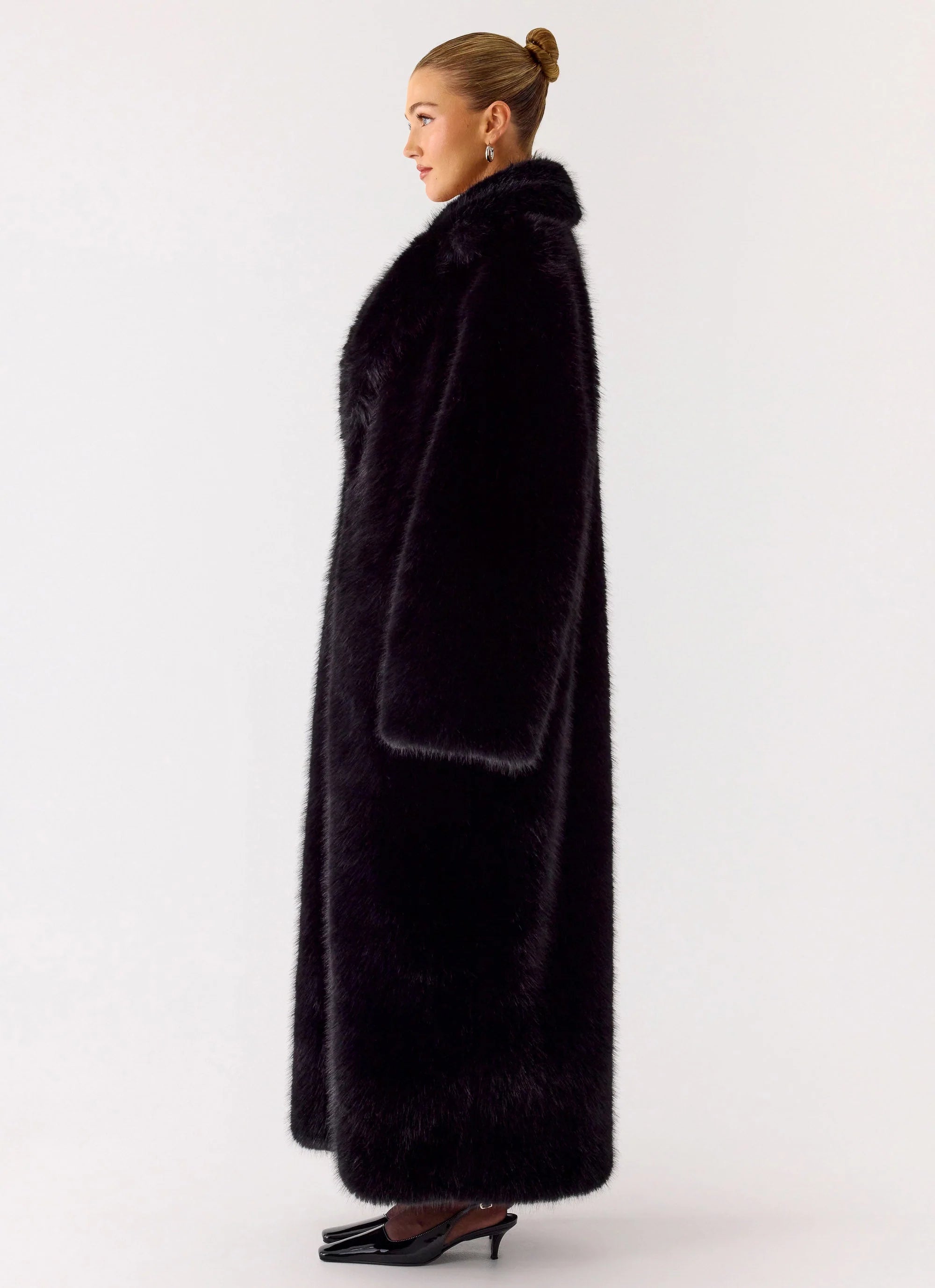 Kamil Faux Fur Maxi Coat Black